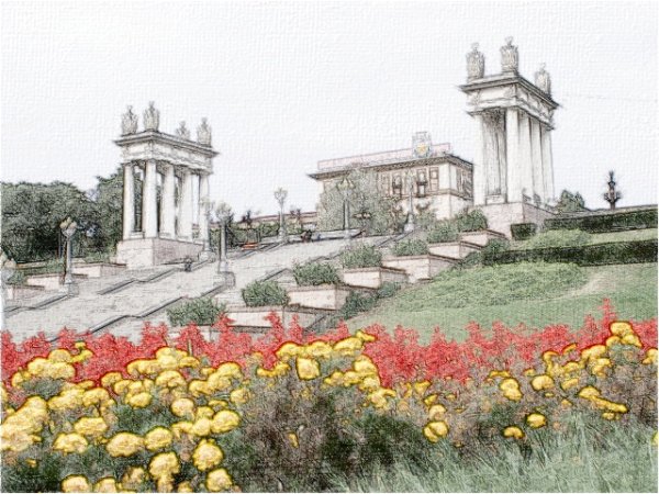 Волгоград акварель набережная