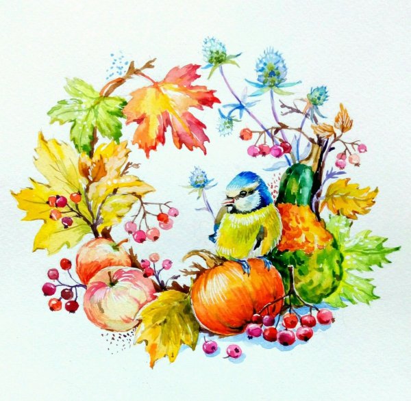 Осенние Акварельные иллюстрации