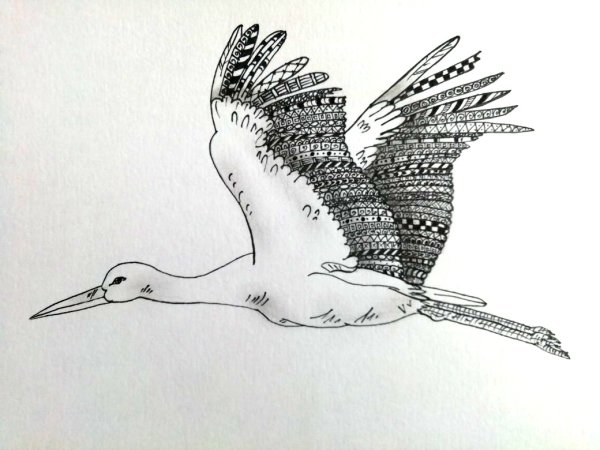 Белый журавль рисунок