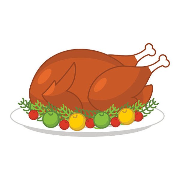 Нарисованная курица на тарелке