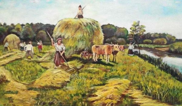Сенокос живопись в деревне