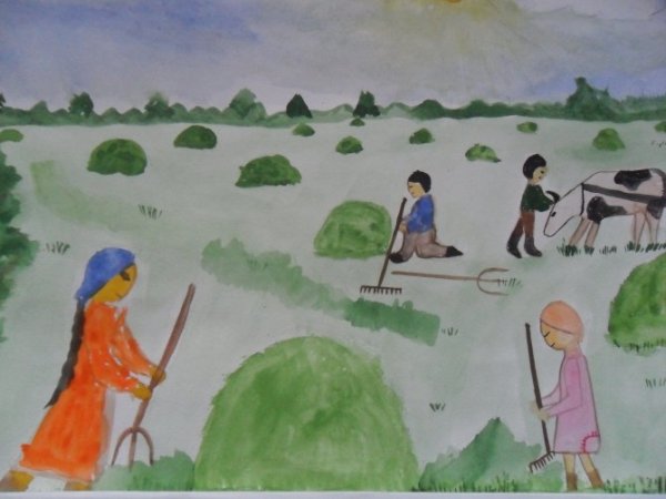 Сенокос рисунок для детей