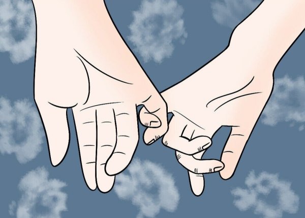 Руки держатся за мизинцы