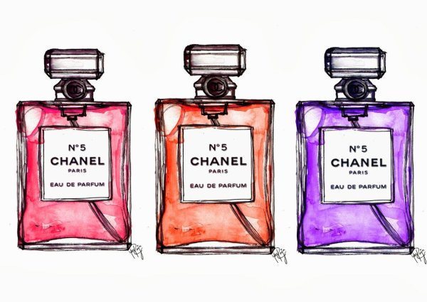 Акварельные рисунки духов Coco Chanel