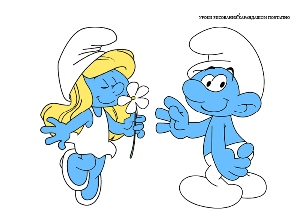Смурфики рисунок