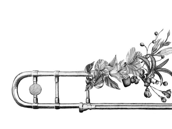 Эскиз рисунка тромбон