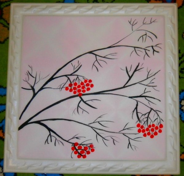 Веточка рябины рисование