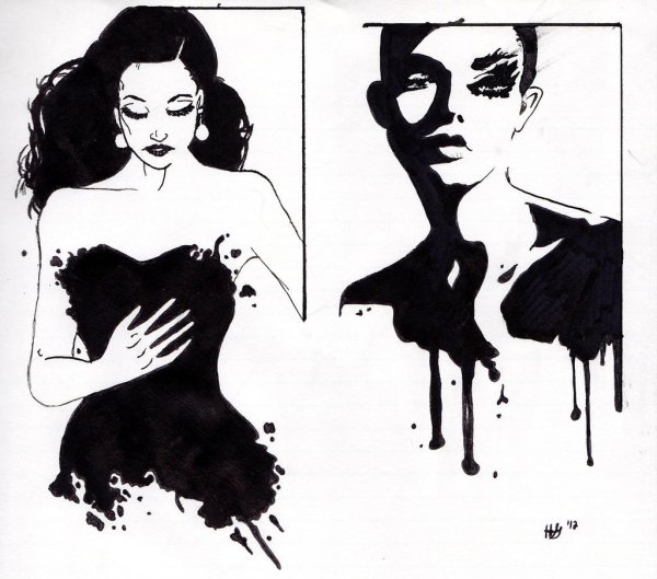 Контрастный рисунок тушью