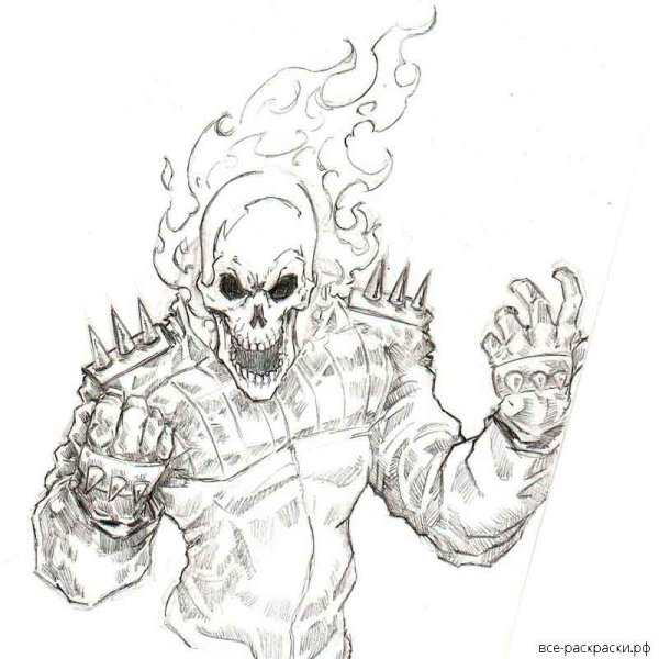 Раскраска Марвел Призрачный гонщик