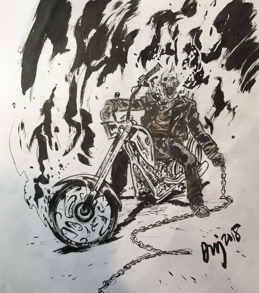 Призрачный гонщик черно белый