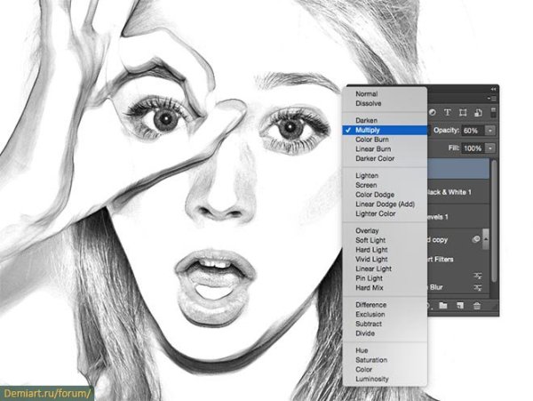 Реалистичный эффект рисунка карандашом