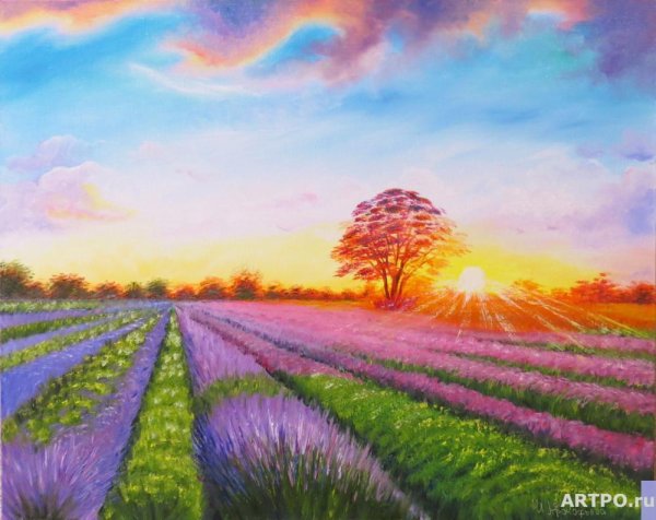 Лавандовое поле карандашами