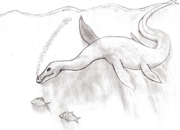 Лохнесское чудовище карандашом