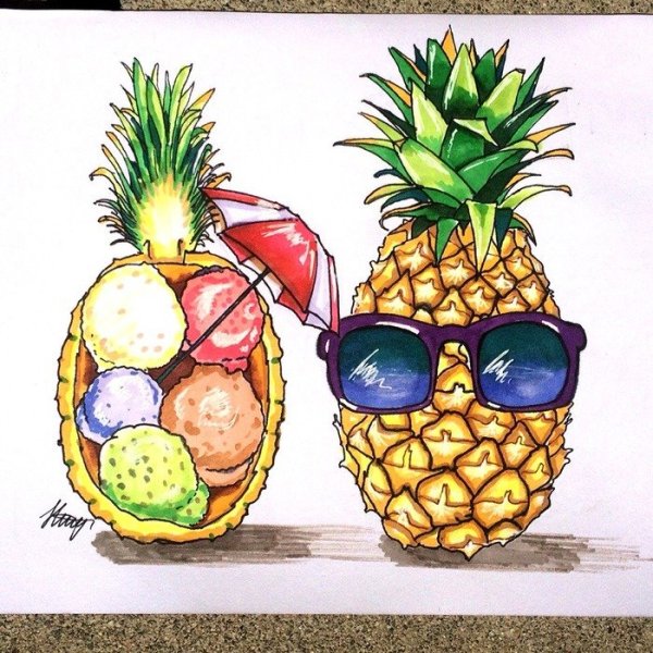 Ананас карандашом