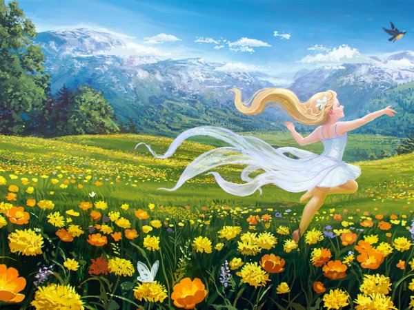 Сказочное поле с цветами