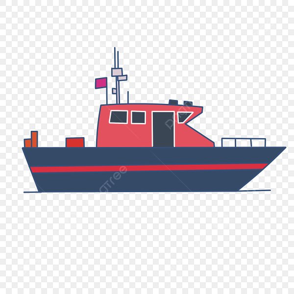 Красный пароход нарисованный