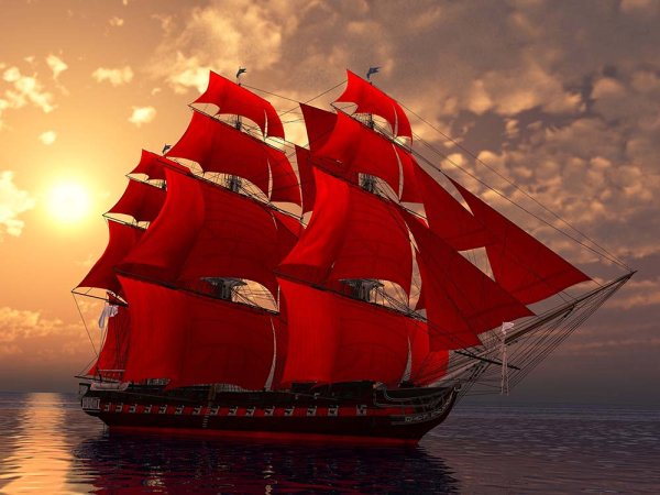 Корабль с флажками мультяшный