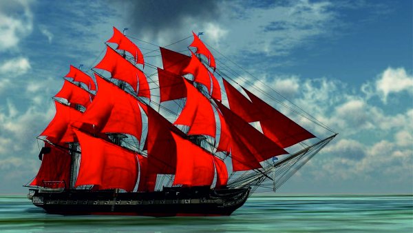 Корабль сбоку вектор