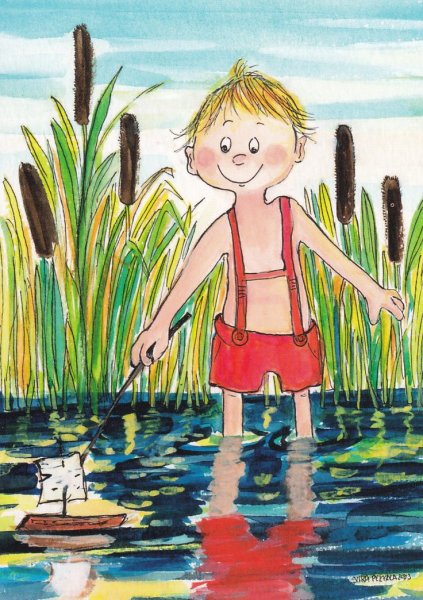 Летний пейзаж цветными карандашами