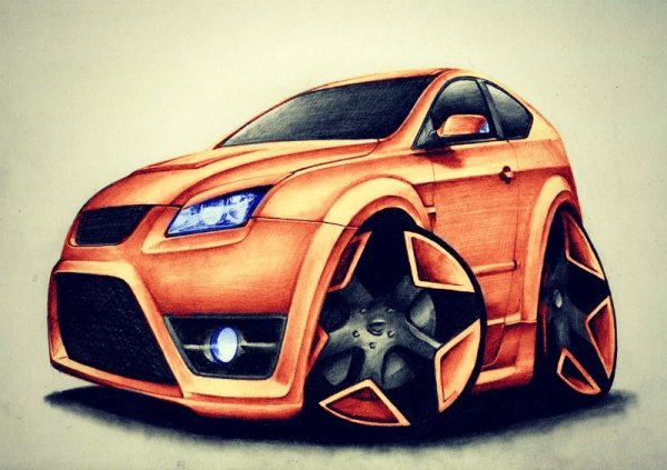 Машина в мультяшном стиле