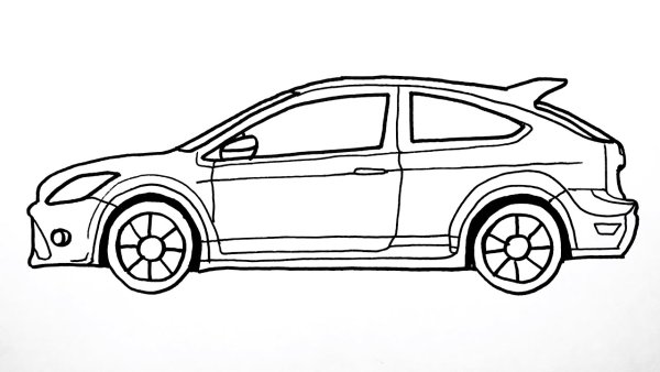 Машины сбоку несложные для рисования Форд фокус