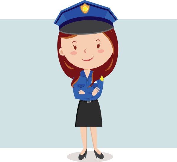 Мультяшная женщина полицейский