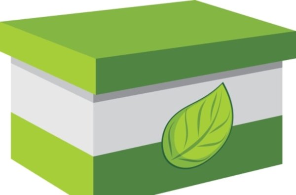 Зеленая картонная коробка