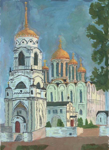 Зарисовка Успенский собор города Владимира