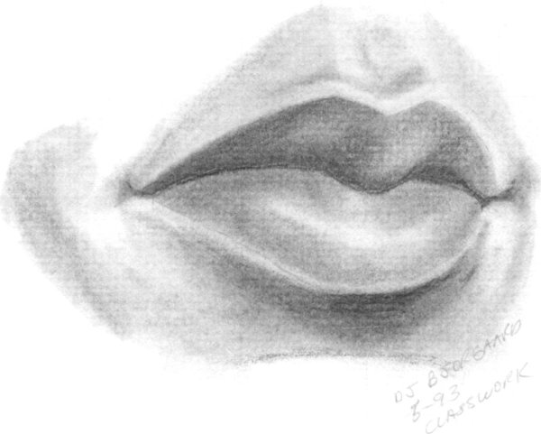 Губы гуашью