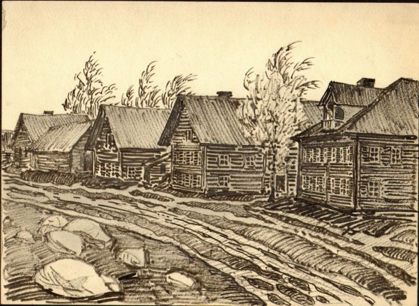 Деревня гравюра