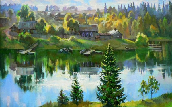 Картины художник любовь Малышева деревня