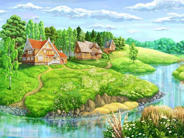 Летние пейзажи маслом живопись деревня Владимир Жданов