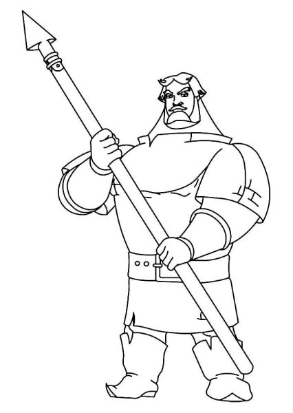 Русский богатырь Илья Муромец раскраска