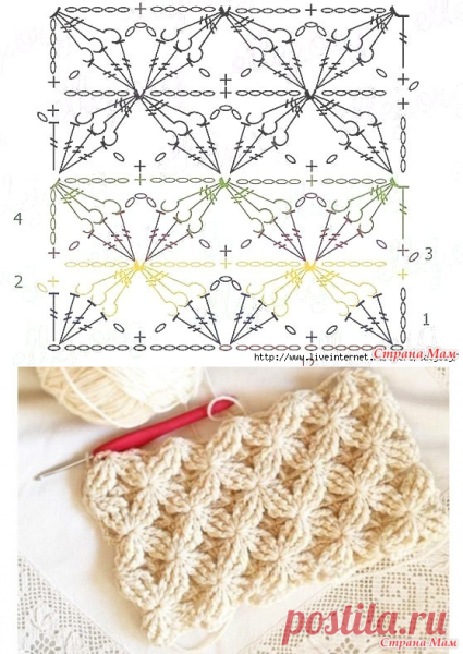 Узор звездочки крючком