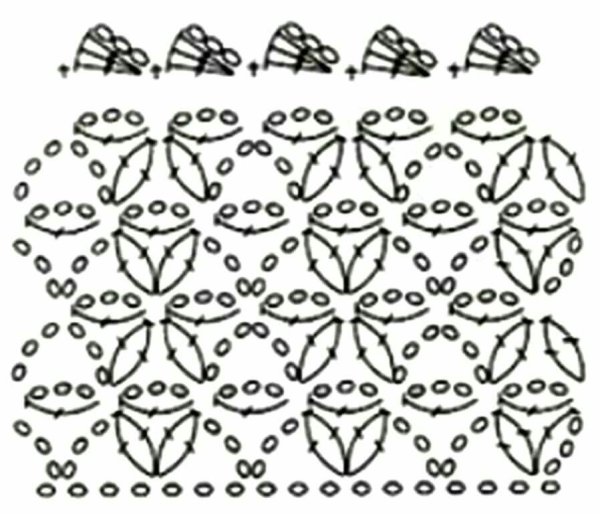 Узор цветы крючком схема