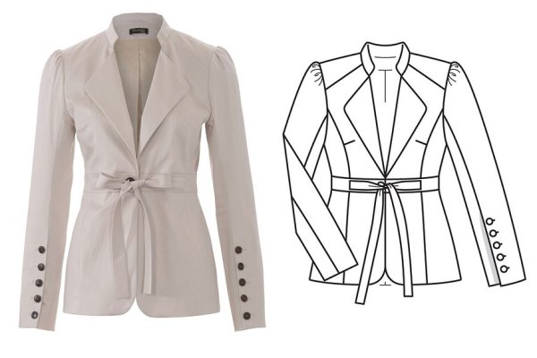 Жакет с пиджачным воротником чертеж