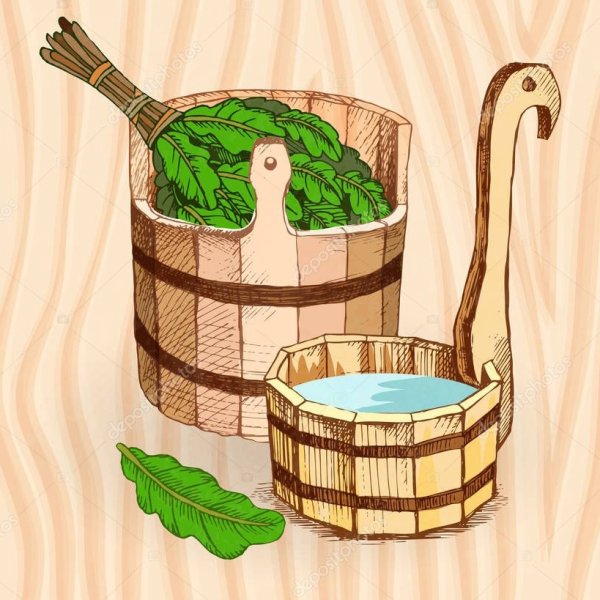 Кадушка для бани векторные