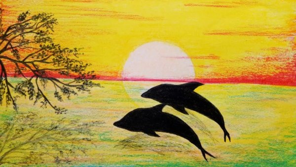 Рисование заката для детей