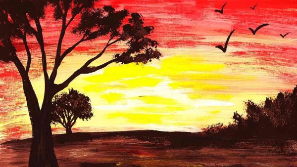 Пейзаж рисунок легкий