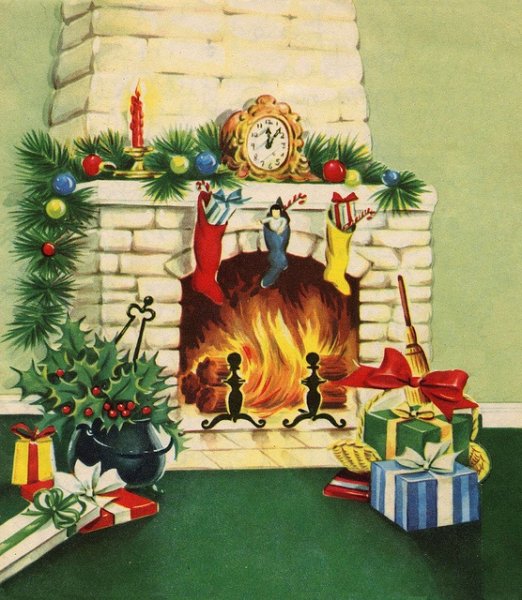 Новогодний камин раскраска