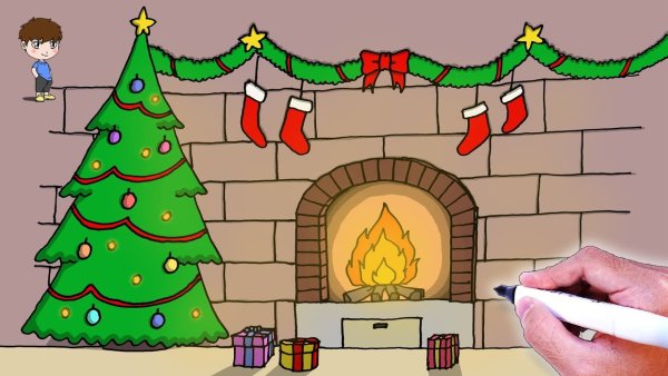 Новогодняя комната раскраска