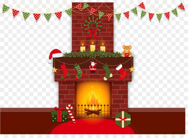 Камин нарисованный новогодний