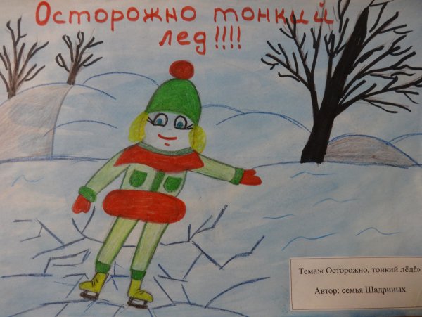 Детские рисунки на тему безопасность на льду