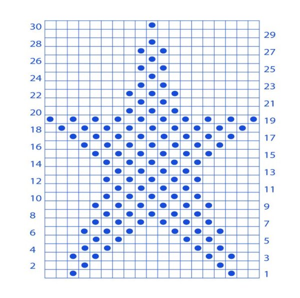 Теневой узор спицами звезды схема