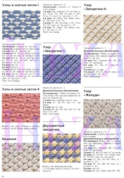 Узор звездочки спицами