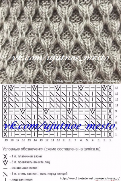 Узор соты спицами схема