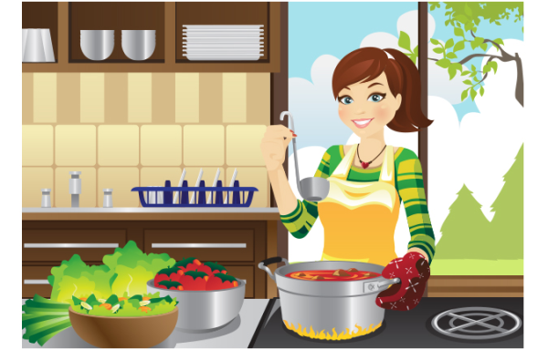 Мама готовит обед рисунок