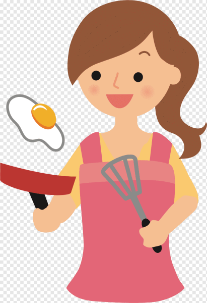 Хозяйка на кухне нарисованная