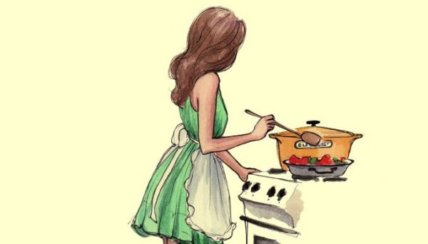 Девочка готовит иллюстрация