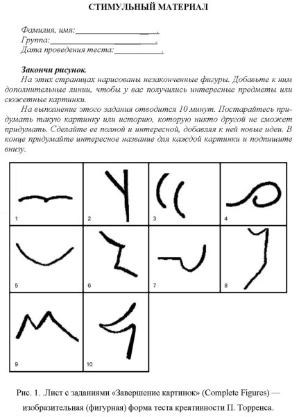 Теста е. Торренса "закончи рисунок"